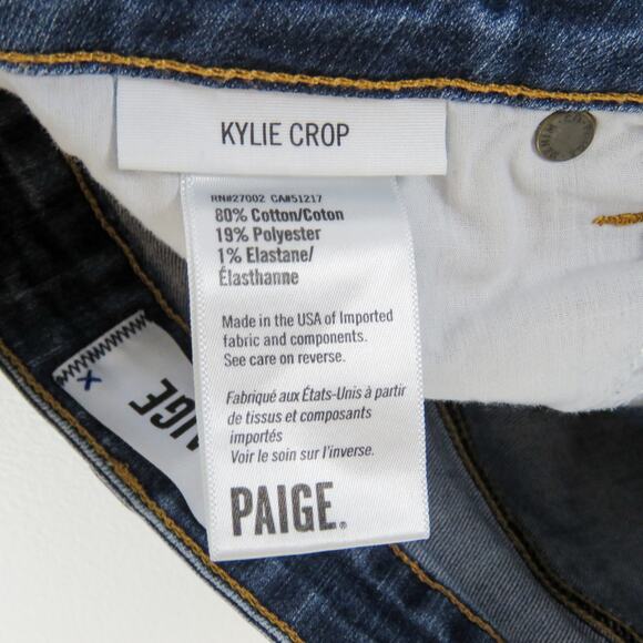 Paige The Kylie Crop Jeans Designer Skinny Jeans Mid Rise Dark Wash Size 25 - Picture 7 of 7